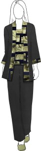 VF245-16 Alchemy Tiles - Olive & Black Burnout Velvet Fabric