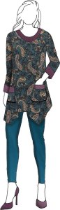 VF246-26 Kin Seismic - Teal Paisley Lightweight Rib Knit Fabric