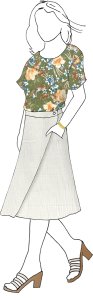 VF252-32 Turkey Mellow - Muted Floral on Avocado Textured Rayon Crepeon Fabric