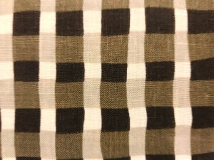 VF213-22 Chá Grid - Brown and Beige Printed Linen Fabric