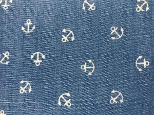 VF214-34 Pickford Anchor - Cream Anchors on Cotton Chambray Fabric
