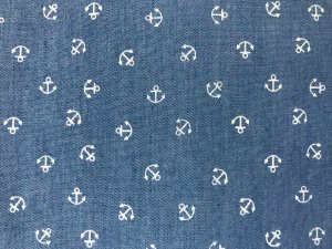 VF214-34 Pickford Anchor - Cream Anchors on Cotton Chambray Fabric