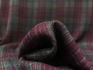 VF215-15 Spa Supremo - Reversible Double-woven Burgundy and Grey Wool Plaid Gauze Fabric