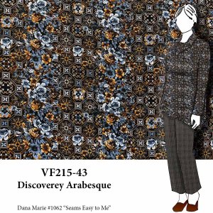 VF215-43 Discovery Arabesque - Floral and Geometric Polyester Bubble Crepe Georgette Print Fabric