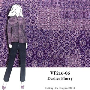 VF216-06 Dasher Flurry - Designer Combed Cotton Shirting Fabric with Purple and Ivory Stylized Flowers