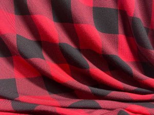 VF216-26 Comet Red Check - Bamboo Knit Buffalo Check Fabric in Red and Black from Telio