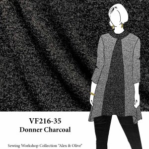 VF216-35 Donner Charcoal - Super Soft Rayon Sweater Knit Fabric in Heather Charcoal-Black