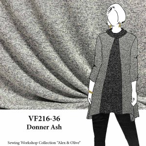 VF216-36 Donner Ash - Super Soft Rayon Sweater Knit Fabric in Heather Light Grey-Black