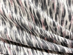 VF221-12 Lore Striation - Wide Rayon Jersey Knit Fabric with Vertical Grey and Pink Striation
