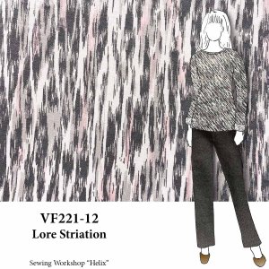 VF221-12 Lore Striation - Wide Rayon Jersey Knit Fabric with Vertical Grey and Pink Striation