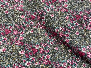 VF221-13 Lore Meadow - Small Floral Print on Grey Knit Fabric