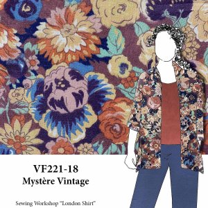 VF221-18 Mystère Vintage - Cabbage Rose Floral Cotton Lawn Fabric