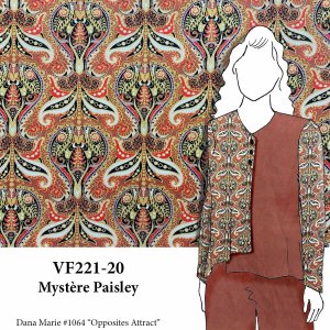 VF221-20 Mystère Paisley - Terra Cotta Printed Rayon Challis Fabric