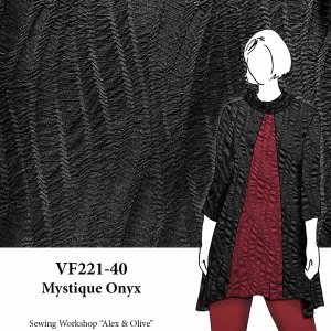 VF221-40 Mystique Onyx - Ruched Black Caliste Knit Fabric by Telio