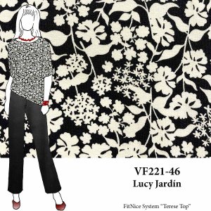 VF221-46 Lucy Jardín - Black and White Tightly Knit Soft Medium Weight Cotton Print Fabric