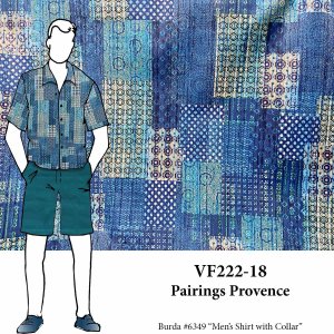 VF222-18 Pairings Provence - Teal-Royal-Beige-Green Combed Cotton Designer Shirting Fabric