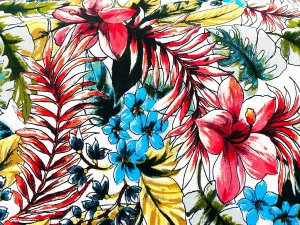 VF222-23 Rare Blooming - Dynamic Floral Print Double-Brushed Sof-Knit Fabric