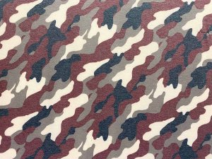VF222-34 Identity Red Camo - Dark Red with Grey And Cream Camouflage French Terry Knit Fabric