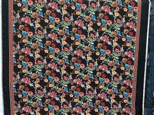 VF222-39 Physic Bold - Richly Colored Floral Border Print Polyester Crepe Georgette Fabric