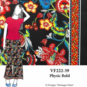 VF222-39 Physic Bold - Richly Colored Floral Border Print Polyester Crepe Georgette Fabric