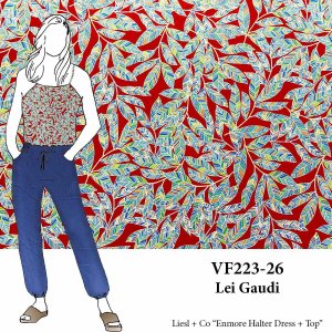 VF223-26 Lei Gaudi - Designer Combed Cotton Shirting Fabric with Mosaic Print on Red by Tori Richard