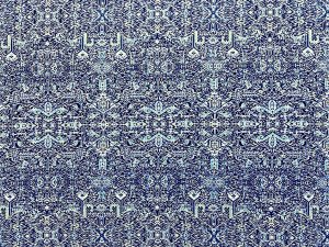 VF223-34 Lu’au Mosaic - Navy with Aqua and Tan Print on Combed Cotton Fabric by Tori Richard