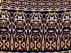 VF224-19 Bakers Osos - Navy and Orange Rayon Crepeon Fabric