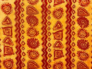 VF224-22 Bakers Glyph - Amber and Rust Rayon Print Fabric
