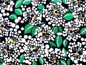 VF224-25 Joy Blossoms - Jade and Midnight Navy Floral Thick Cotton Knit Print Fabric