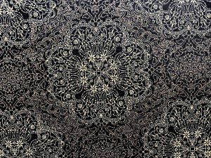 VF224-38 Treat Filigree - Black and Gold Ornamental Combed Cotton Print Fabric by Tori Richard
