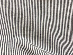 VF224-48 Record Railroad - Black and Off-white Striped Cotton Oxford Cloth Fabric