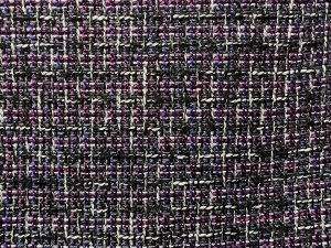 VF225-20 Michael Couture - Raspberry, Purple, Grey, Black and White Yarn-Woven Tweed Fabric