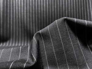 VF225-39 Ohigan Pinstripe - Handsome Grey with White Tropical Wool Suiting Fabric