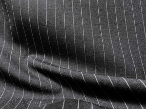 VF225-39 Ohigan Pinstripe - Handsome Grey with White Tropical Wool Suiting Fabric