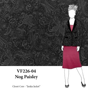 VF226-04 Nog Paisley - Black and Gray Stretch-Woven Bottom-weight Fabric