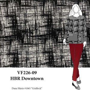 VF226-09 HBR Downtown - Reversible Black and White Stretch Bottomweight Fabric with Crosshatch Design