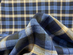 VF226-18 Kir Hipster - Dark and Light Navy Blue  Plaid Cotton Flannel Fabric