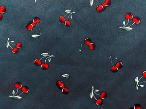 VF226-39 Sbagliato Garnish - Red Cherries on Dark Navy Stretch Cotton Shirting Fabric