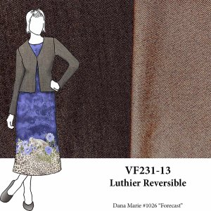 VF231-13 Luthier Reversible - Double Woven Brown and Tan Wool and Cotton Stretch Twill Fabric