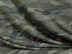 VF231-27 Sonic Waffle - Dark Olive and Grey Polyester Stretch Waffle Knit Fabric