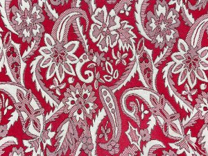 VF231-38 Star Alpine - Dark Red and Snow White Paisley and Leaf Double Knit Fabric