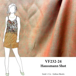 VF232-24 Haussmann Shot - Persimmon and Avocado Cross-woven 5oz Linen Fabric
