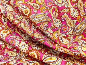 VF232-35 Lumière Paisley - Cerise and Yellow Cotton Print Fabric