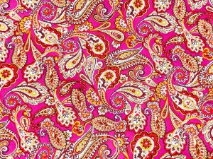 VF232-35 Lumière Paisley - Cerise and Yellow Cotton Print Fabric