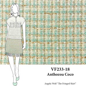 VF233-18 Anthozoa Coco - Beige and Seaglass Designer Inspired Yarn-woven Boucle Plaid Tweed Fabric