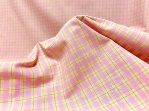 VF233-27 Import Preppy - Pink + Yellow Check Classic Cotton Shirting Fabric