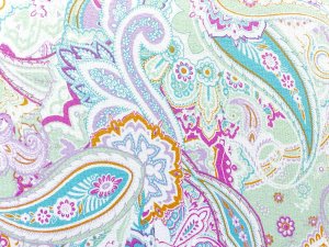 VF233-29 Import Summer - Aqua + Fuchsia + Mint Paisley Print on Extra-Wide Rayon Jersey Fabric