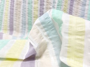 VF233-32 Bane Multi - Pastel Wide-striped Seersucker Fabric