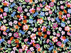 VF234-10 Flavor Meadow - Colorful Floral Print Tossed on Polyester Peachskin Habotai Fabric
