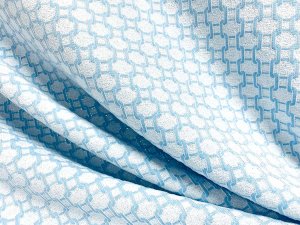VF234-19 Mines Blue Links - Sky Blue and Off-White Novelty Stretch-Woven Fabric